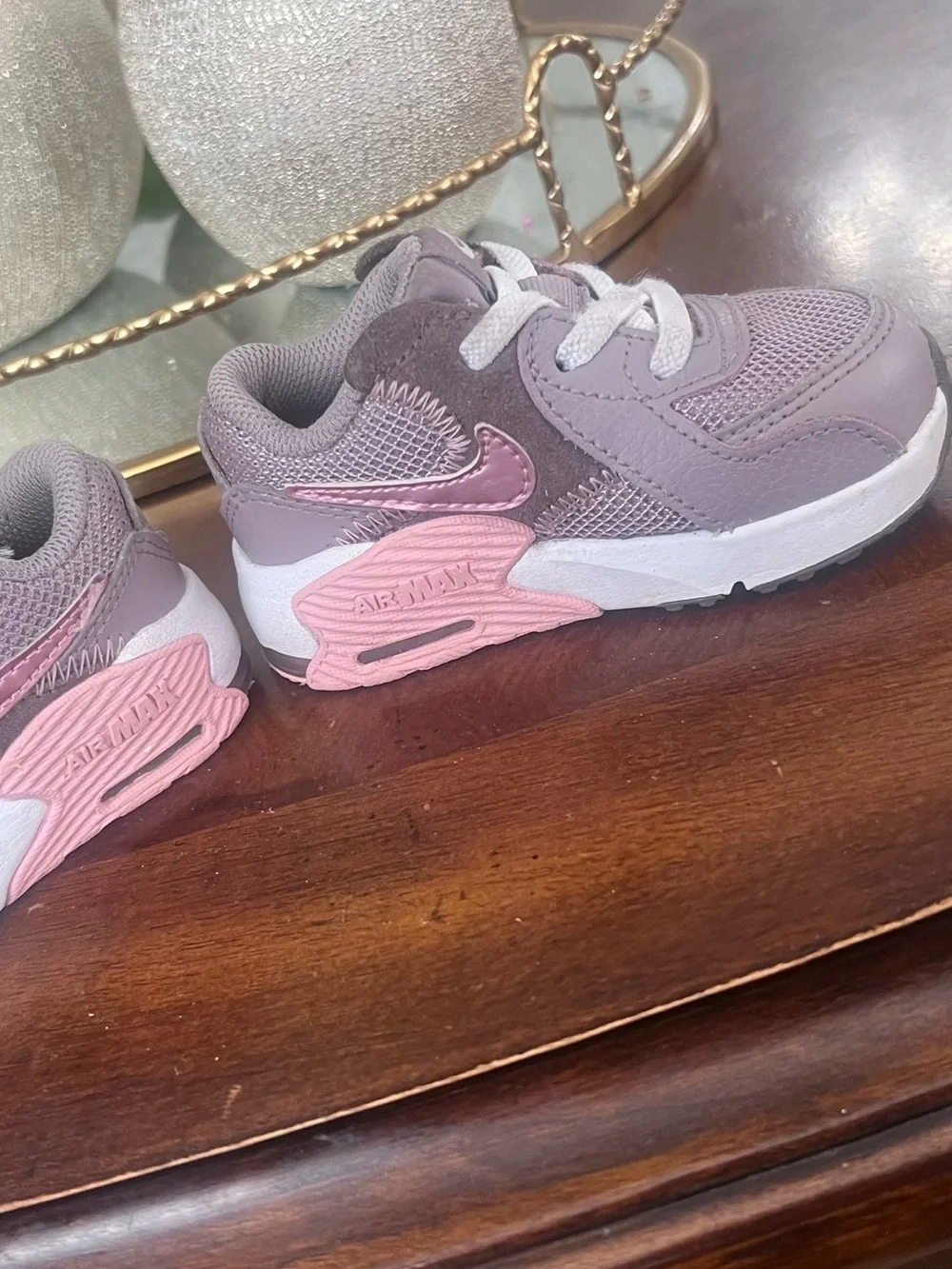 Nike Kids Mauve Sneakers with Pink Swoosh